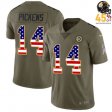 Olive USA Flag Glitter Gridiron Party George Pickens #14 Steelers Jersey – 2017 Festive Edition Men?
