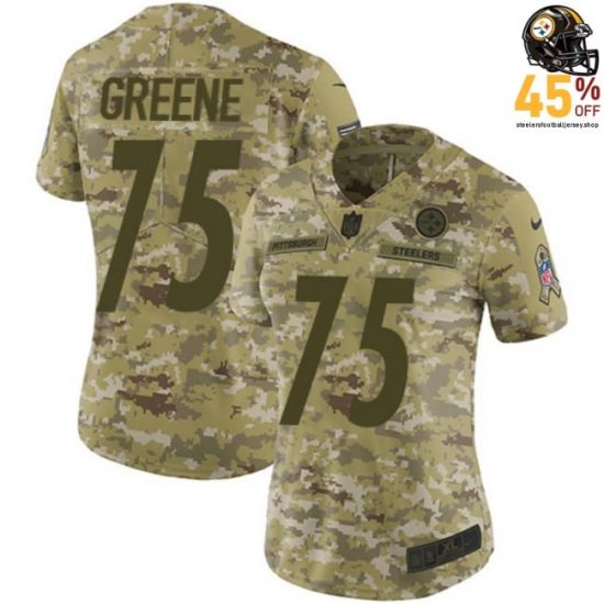 Pro Authentic Joe Greene #75 Pittsburgh Steelers Camo Women\'s 2018 Jersey – Stadium-Quality Stitching?