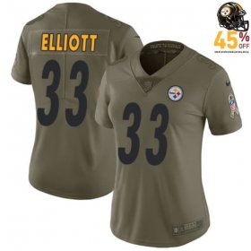 Steelers Women's Jalen Elliott #33 2017 Olive Mesh Breathable Jersey – Stay Cool in the Heat?