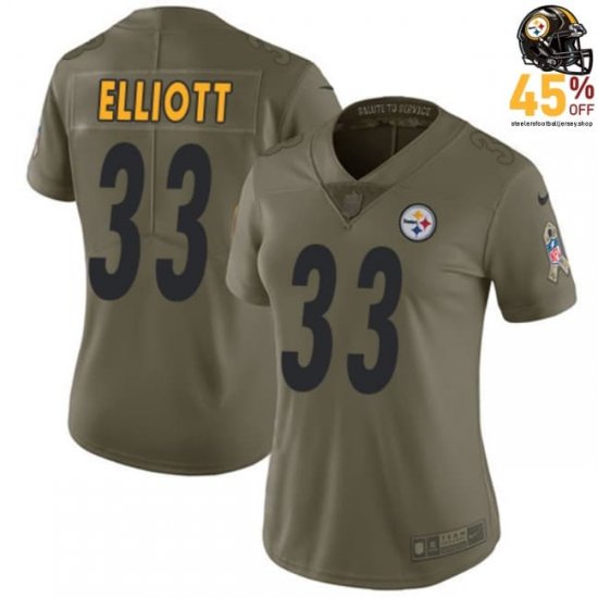 Steelers Women\'s Jalen Elliott #33 2017 Olive Mesh Breathable Jersey – Stay Cool in the Heat?
