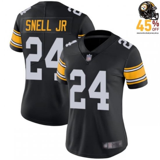 Official Benny Snell Jr. #24 Steelers Black Women\'s 2025 Sideline Jersey – Coach-Approved Design?