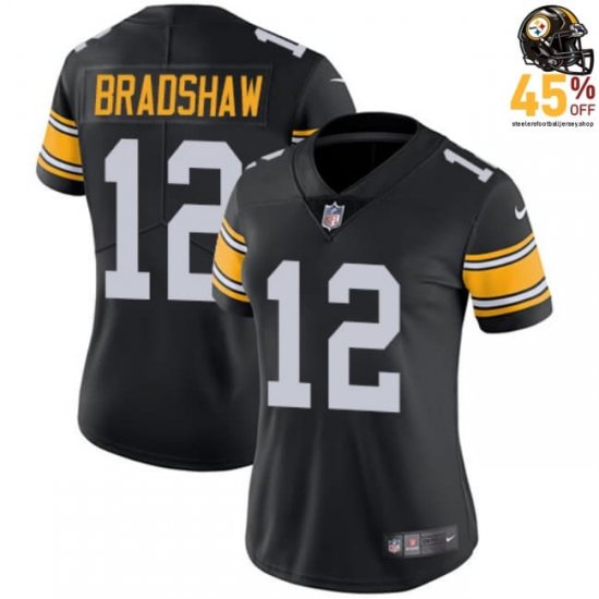 Black Holographic Future Terry Bradshaw #12 Steelers Jersey – 2025 Futuristic Edition Women?